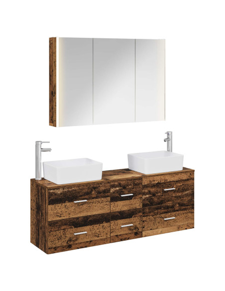 Set di mobili per il bagno 4 pcs Legno antico