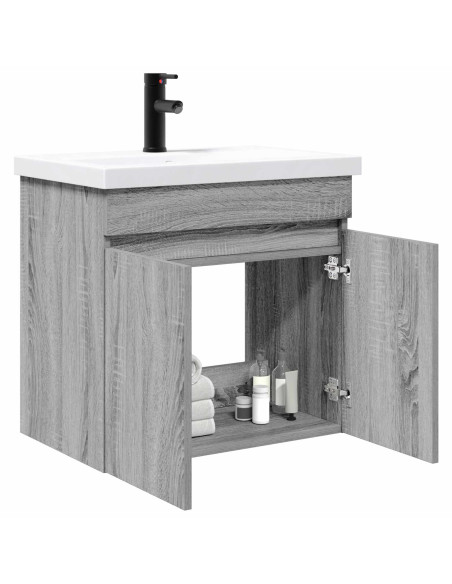 Mobile bagno con rubinetto Sonoma grigio 61 x 40 x 74,5 cm