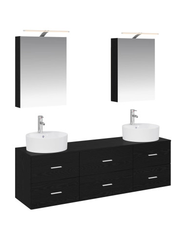 Set di mobili per il bagno 5 pcs Rovere Nero