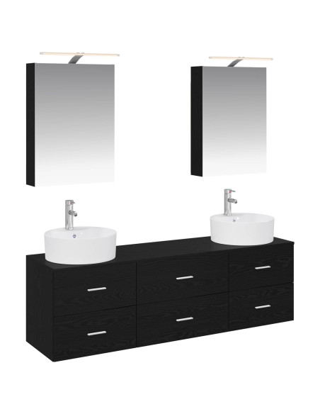Set di mobili per il bagno 5 pcs Rovere Nero