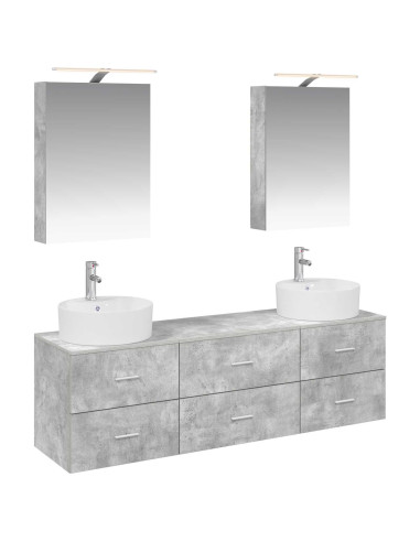 Set di mobili per il bagno 5 pcs Grigio Cemento