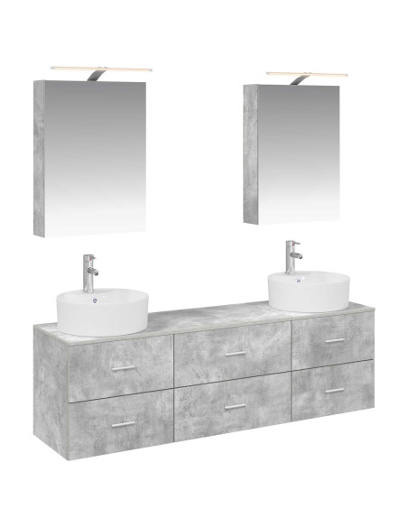 Set di mobili per il bagno 5 pcs Grigio Cemento