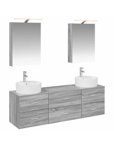 Set di mobili per il bagno 5 pcs Sonoma grigio