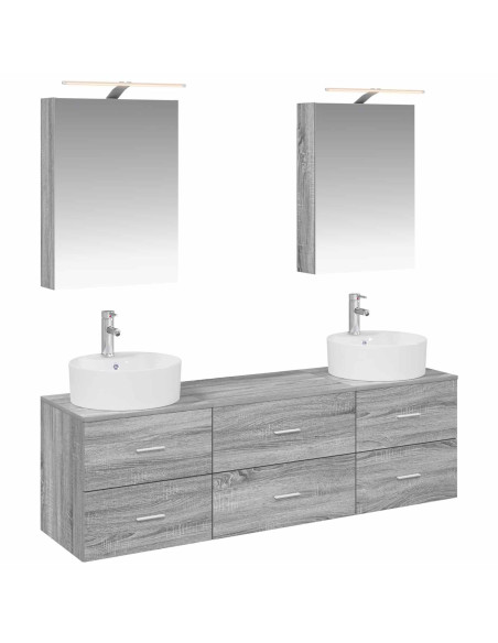 Set di mobili per il bagno 5 pcs Sonoma grigio