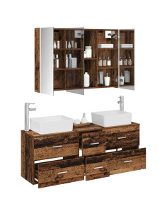 Set di mobili per il bagno 4 pcs Legno antico 2