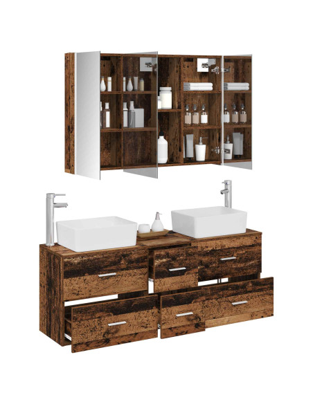 Set di mobili per il bagno 4 pcs Legno antico