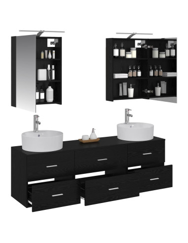 Set di mobili per il bagno 5 pcs Rovere Nero