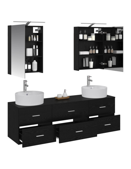 Set di mobili per il bagno 5 pcs Rovere Nero