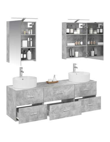 Set di mobili per il bagno 5 pcs Grigio Cemento