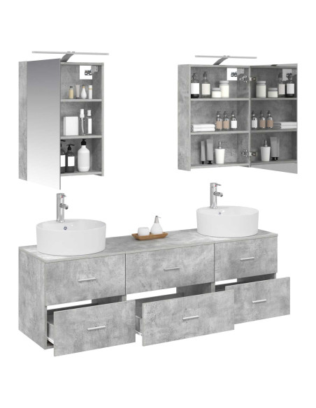 Set di mobili per il bagno 5 pcs Grigio Cemento