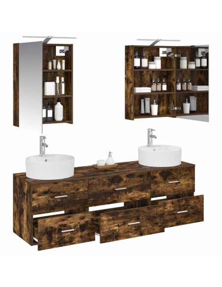 Set di mobili per il bagno 5 pcs Rovere Fumo