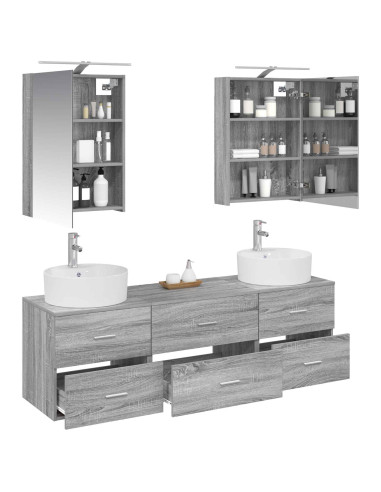 Set di mobili per il bagno 5 pcs Sonoma grigio