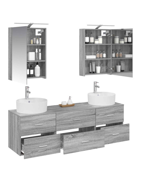 Set di mobili per il bagno 5 pcs Sonoma grigio