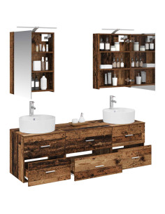 Set di mobili per il bagno 5 pcs Legno antico 2