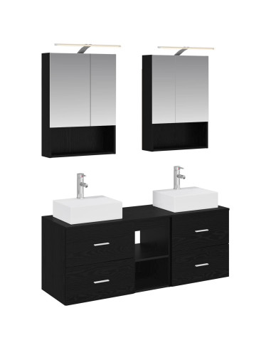 Set di mobili per il bagno 5 pcs Rovere Nero