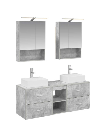 Set di mobili per il bagno 5 pcs Grigio Cemento