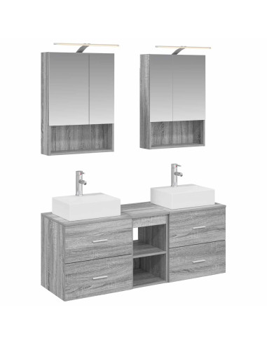 Set di mobili per il bagno 5 pcs Sonoma grigio
