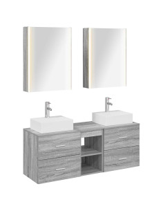 Set di mobili per il bagno 5 pcs Sonoma grigio