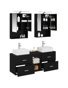 Set di mobili per il bagno 5 pcs Rovere Nero 2