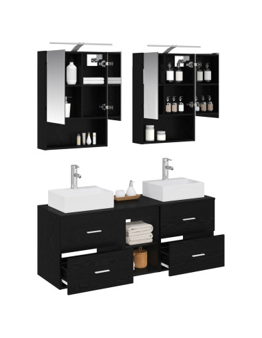 Set di mobili per il bagno 5 pcs Rovere Nero