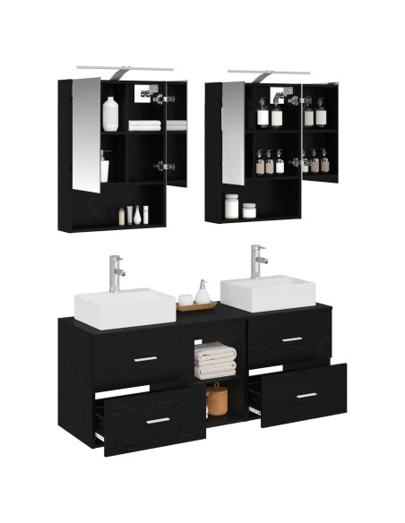 Set di mobili per il bagno 5 pcs Rovere Nero