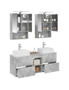 Set di mobili per il bagno 5 pcs Grigio Cemento 2