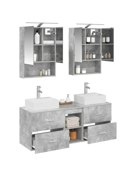 Set di mobili per il bagno 5 pcs Grigio Cemento