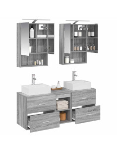 Set di mobili per il bagno 5 pcs Sonoma grigio 2
