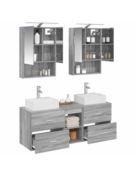 Set di mobili per il bagno 5 pcs Sonoma grigio