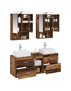 Set di mobili per il bagno 5 pcs Legno antico 2