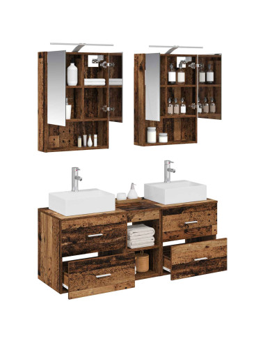 Set di mobili per il bagno 5 pcs Legno antico