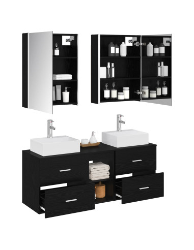 Set di mobili per il bagno 5 pcs Rovere Nero