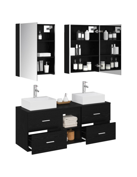Set di mobili per il bagno 5 pcs Rovere Nero