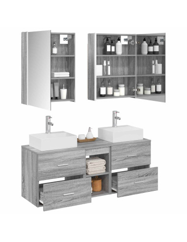 Set di mobili per il bagno 5 pcs Sonoma grigio