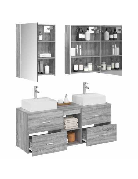 Set di mobili per il bagno 5 pcs Sonoma grigio