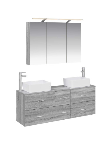 Set di mobili per il bagno 4 pcs Sonoma grigio