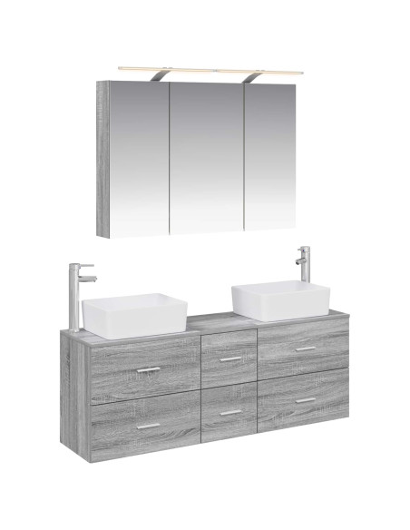 Set di mobili per il bagno 4 pcs Sonoma grigio