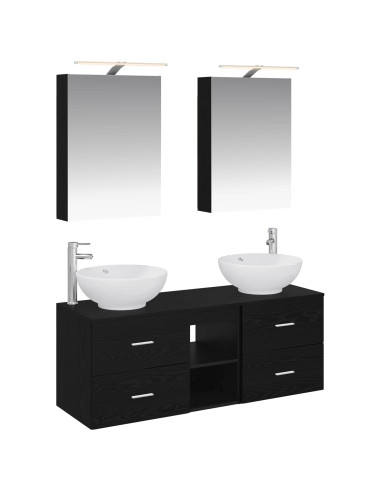 Set di mobili per il bagno 5 pcs Rovere Nero