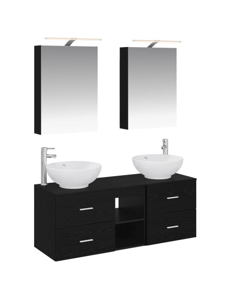 Set di mobili per il bagno 5 pcs Rovere Nero