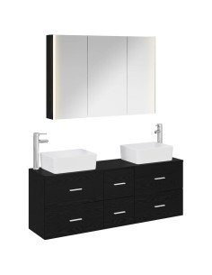 Set di mobili per il bagno 4 pcs Rovere Nero