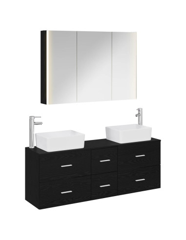 Set di mobili per il bagno 4 pcs Rovere Nero