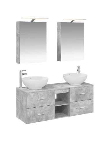 Set di mobili per il bagno 5 pcs Grigio Cemento
