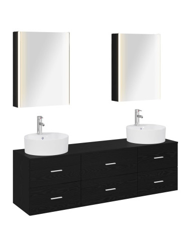 Set di mobili per il bagno 5 pcs Rovere Nero