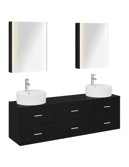 Set di mobili per il bagno 5 pcs Rovere Nero