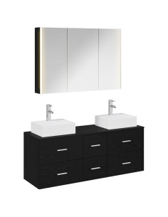 Set di mobili per il bagno 4 pcs Rovere Nero