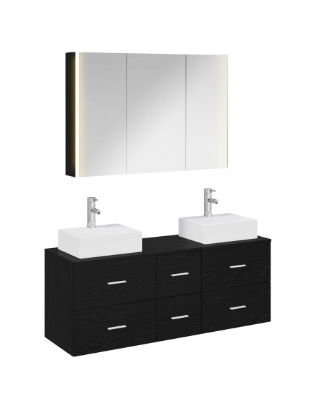 Set di mobili per il bagno 4 pcs Rovere Nero