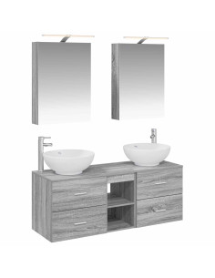 Set di mobili per il bagno 5 pcs Sonoma grigio