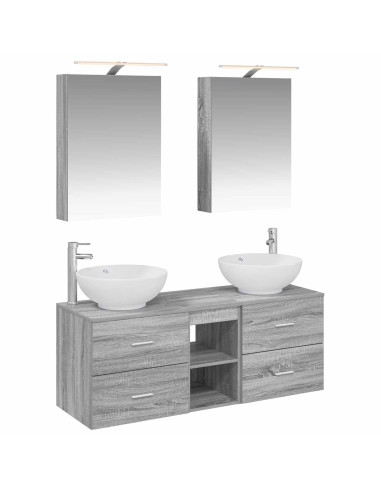 Set di mobili per il bagno 5 pcs Sonoma grigio