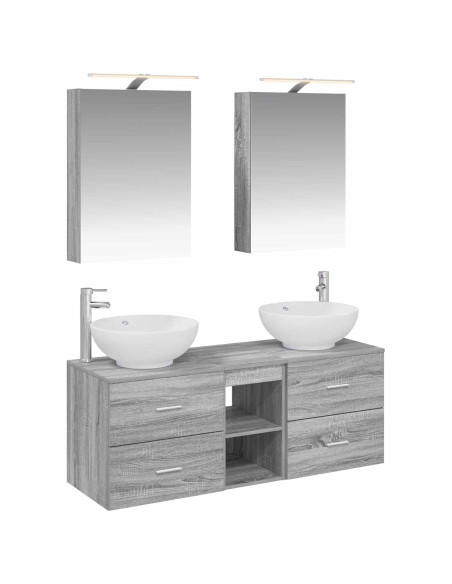 Set di mobili per il bagno 5 pcs Sonoma grigio