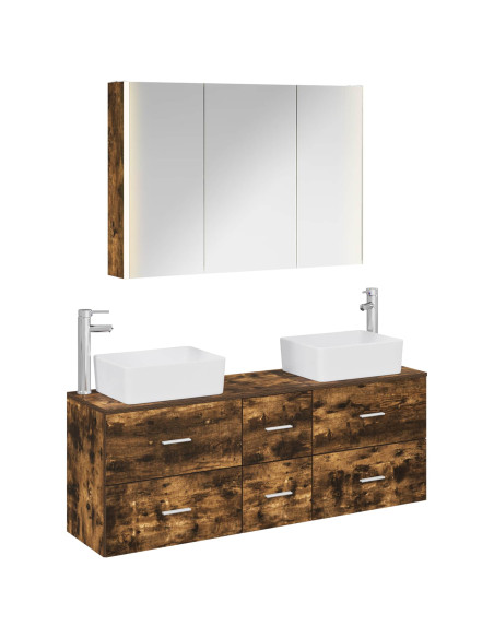 Set di mobili per il bagno 4 pcs Rovere Fumo